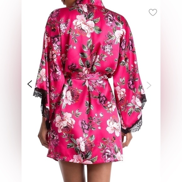 IN Bloom Fuchsia Floral Robe US XS-S - Picture 2 of 7